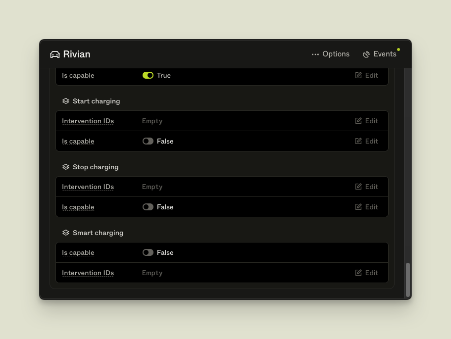 Asset with missing capabilities