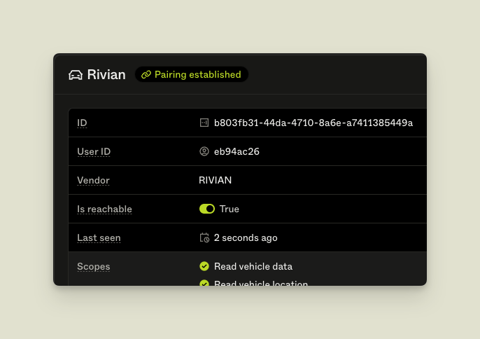 Asset with pairing established label