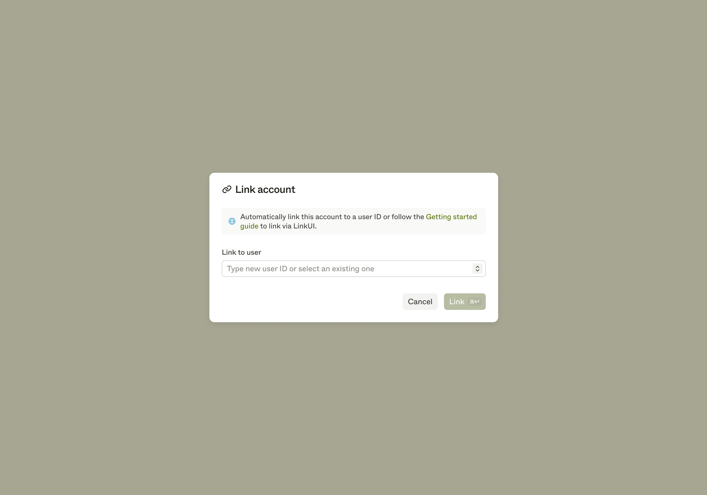 Link virtual account dialog