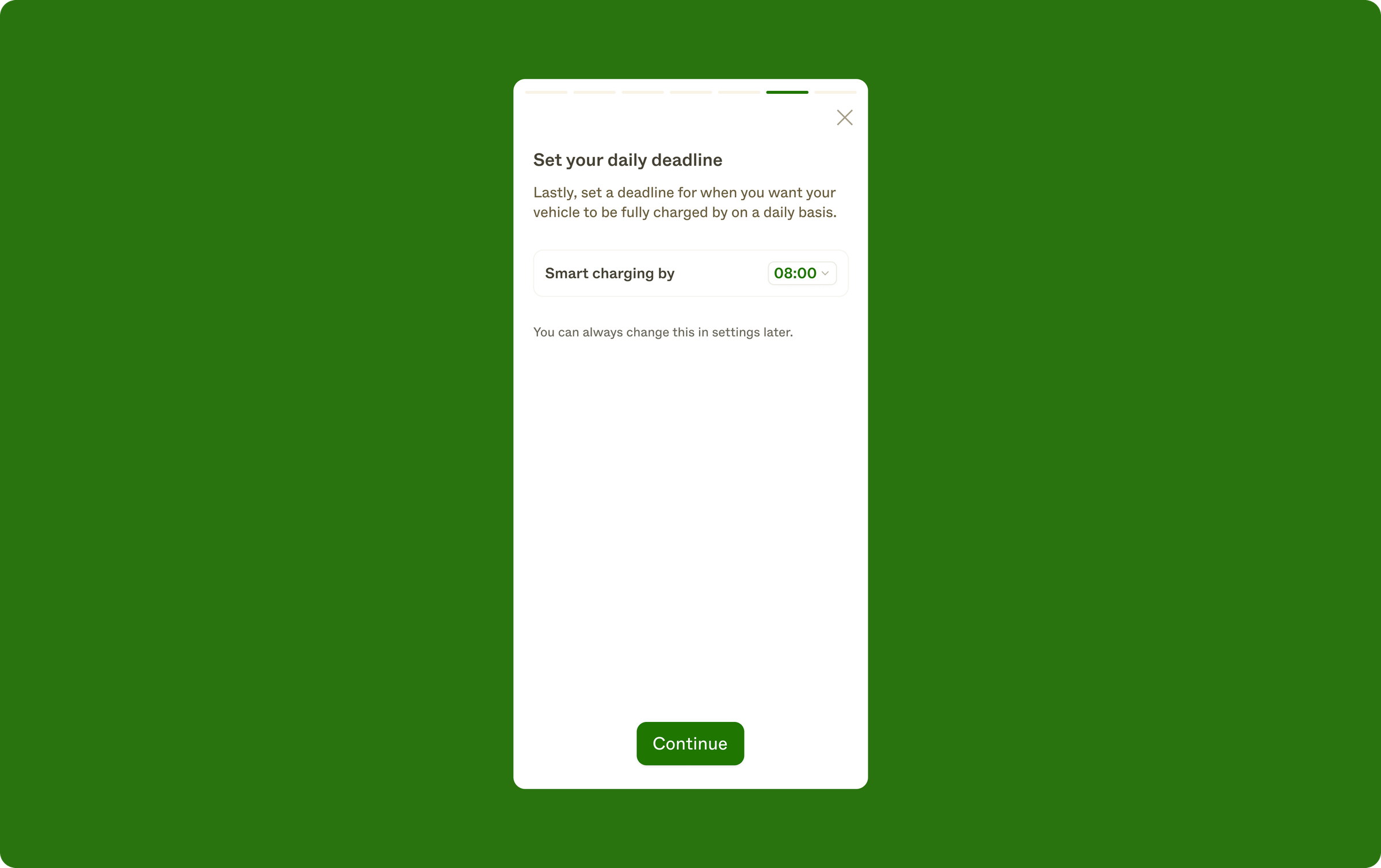 An onboarding screen asking the end-user to set their desired deadline