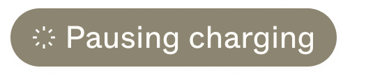 A medium gray charging status pill with an icon (loading symbol) and a label ("pausing charging")